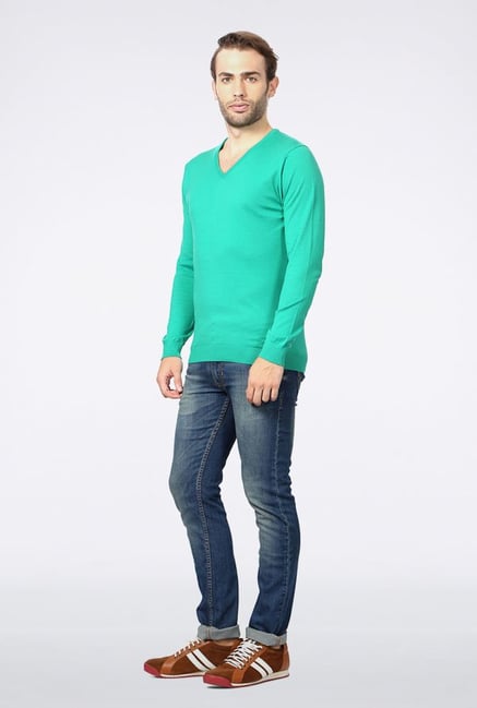 Peter England Turquoise Cotton Sweater Peter England Turquoise Cotton Sweater