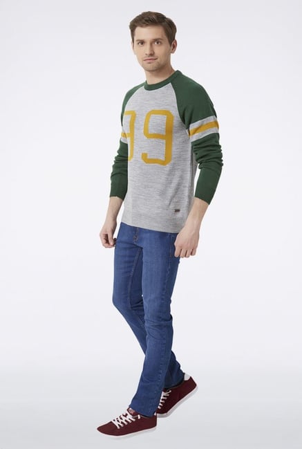 Peter England Grey Printed Sweatshirt Peter England Grey Printed Sweatshirt