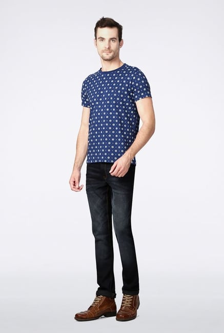 Allen Solly Blue Printed T-Shirt Allen Solly Blue Printed T-Shirt