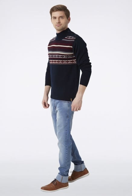 Peter England Navy High Neck Sweater Peter England Navy High Neck Sweater