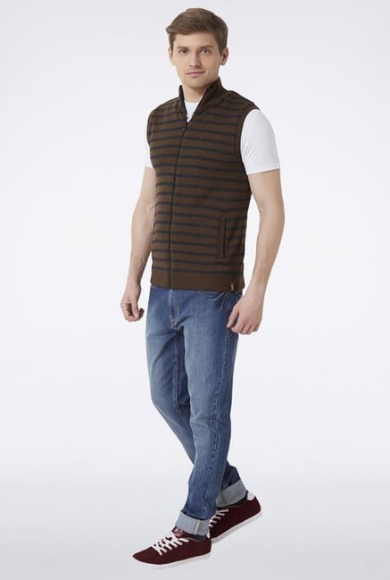 Peter England Brown Striped Sweater Peter England Brown Striped Sweater