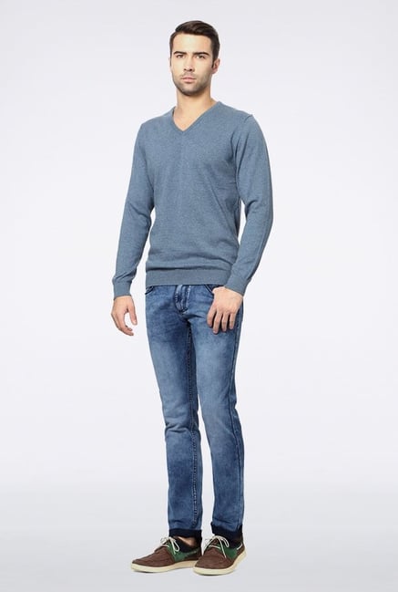 Peter England Blue Cotton Sweater Peter England Blue Cotton Sweater