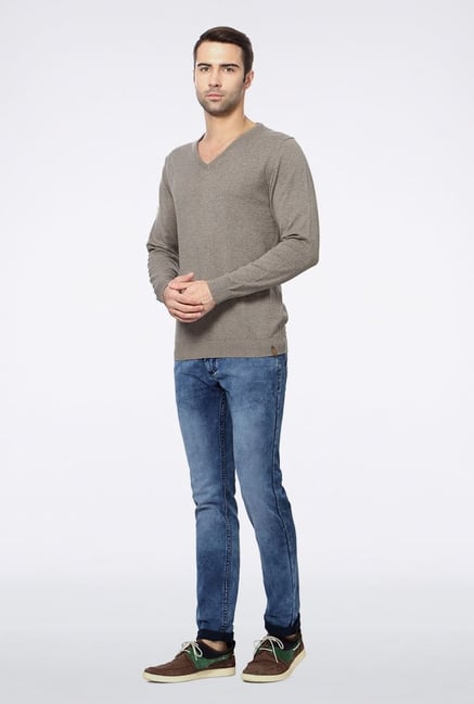 Peter England Grey Cotton Sweater Peter England Grey Cotton Sweater