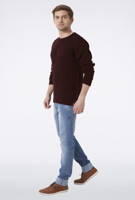 Peter England Maroon Solid Sweater Peter England Maroon Solid Sweater