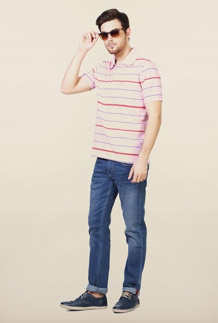 Allen Solly Pink Striped Polo T-Shirt Allen Solly Pink Striped Polo T-Shirt