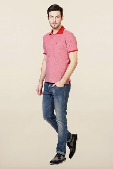 Allen Solly Red Solid Polo T-Shirt Allen Solly Red Solid Polo T-Shirt