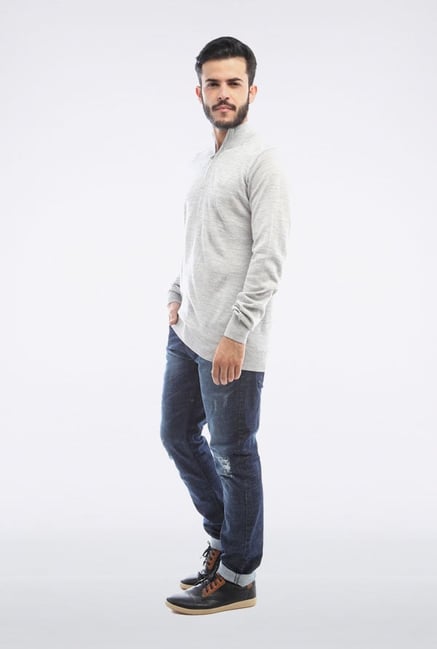 Allen Solly Grey Solid Sweater Allen Solly Grey Solid Sweater