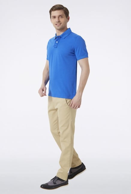 Peter England Blue Solid Polo T-Shirt Peter England Blue Solid Polo T-Shirt