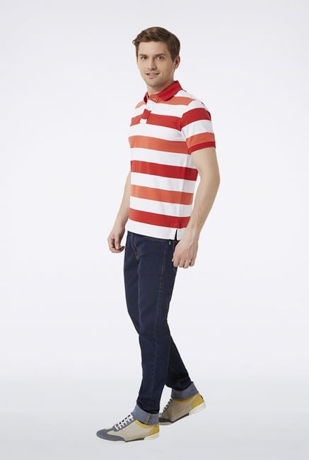 Peter England Red Striped Polo T-Shirt Peter England Red Striped Polo T-Shirt