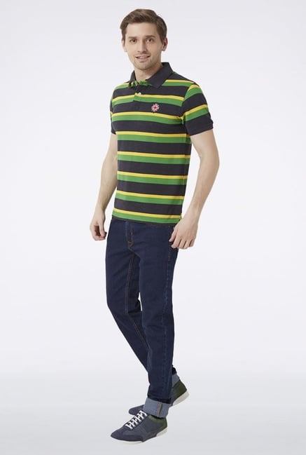 Peter England Multicolored Striped Polo T-Shirt Peter England Multicolored Striped Polo T-Shirt