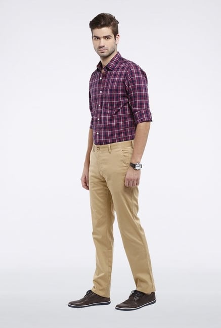 Allen Solly Khaki Solid Casual Trouser Allen Solly Khaki Solid Casual Trouser