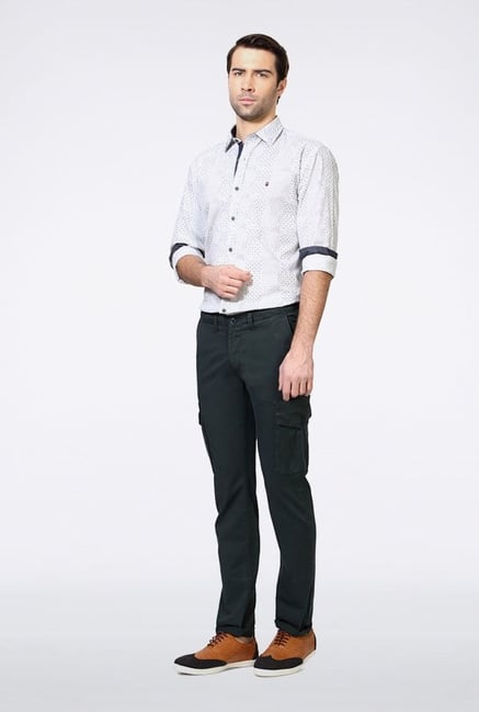 Allen Solly Teal Slim Fit Cargos Allen Solly Teal Slim Fit Cargos