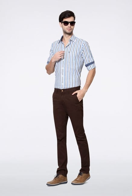 Allen Solly Dark Brown Solid Casual Trouser Allen Solly Dark Brown Solid Casual Trouser
