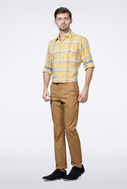 Allen Solly Khaki Solid Casual Trouser Allen Solly Khaki Solid Casual Trouser