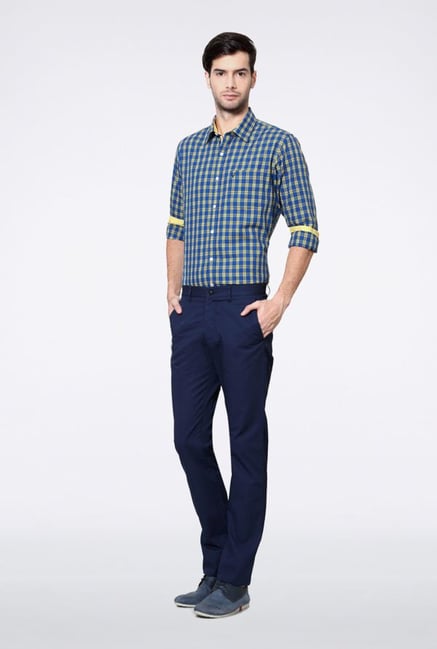 Allen Solly Navy Solid Casual Trouser Allen Solly Navy Solid Casual Trouser