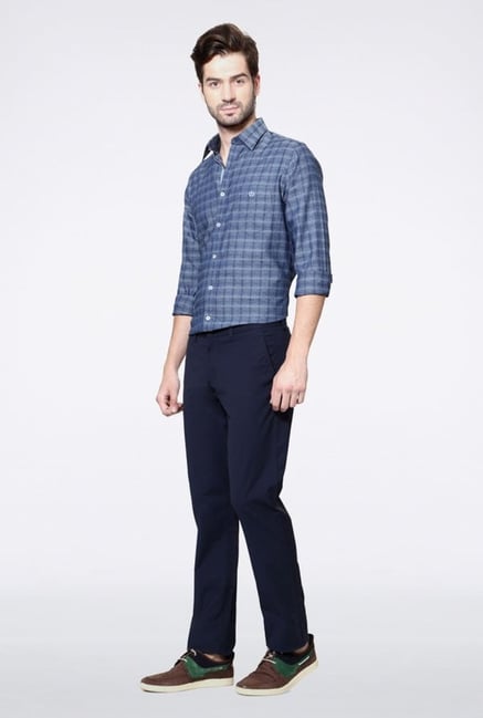Allen Solly Navy Solid Casual Trouser Allen Solly Navy Solid Casual Trouser