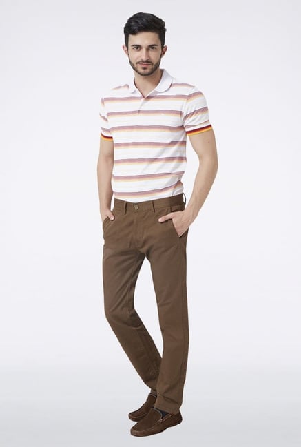 Peter England Brown Slim Fit Casual Trouser Peter England Brown Slim Fit Casual Trouser