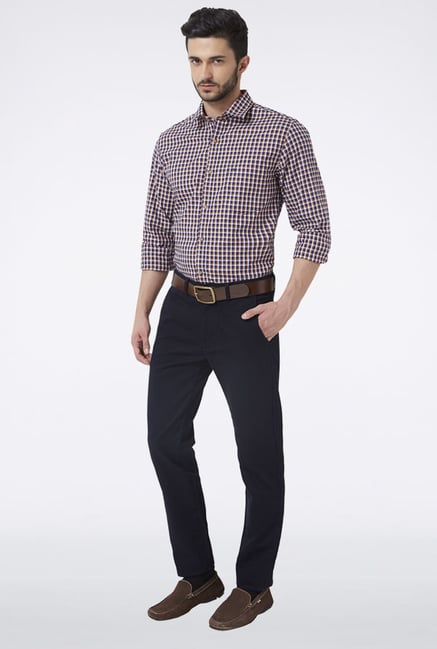 Peter England Navy Slim Fit Casual Trouser Peter England Navy Slim Fit Casual Trouser