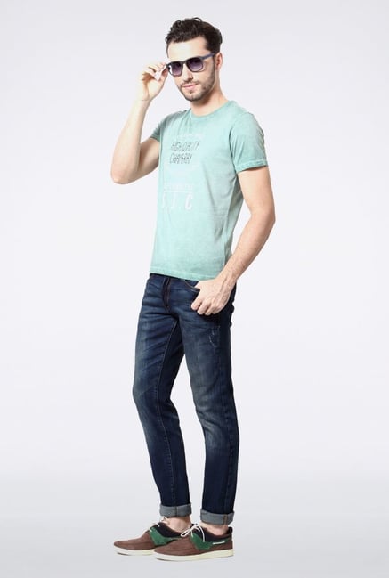 Allen Solly Light Blue Printed T-Shirt Allen Solly Light Blue Printed T-Shirt