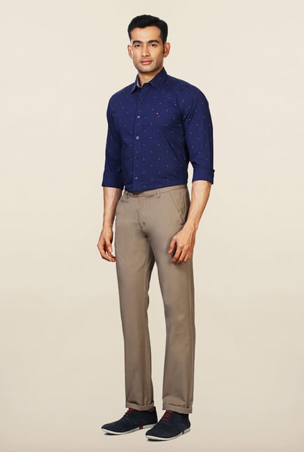 Peter England Beige Solid Casual Trouser Peter England Beige Solid Casual Trouser