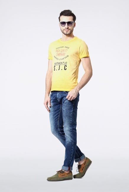 Allen Solly Yellow Graphic Print T-Shirt Allen Solly Yellow Graphic Print T-Shirt