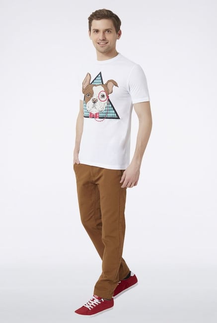 Peter England White Graphic Print T-Shirt Peter England White Graphic Print T-Shirt