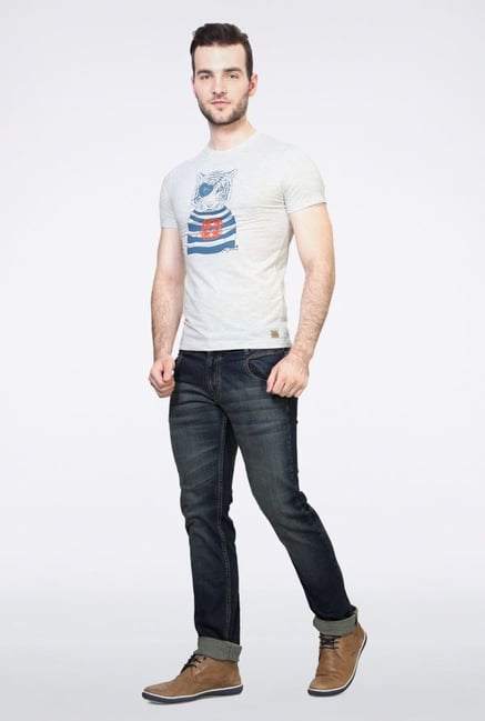 Peter England Grey Printed T-Shirt Peter England Grey Printed T-Shirt