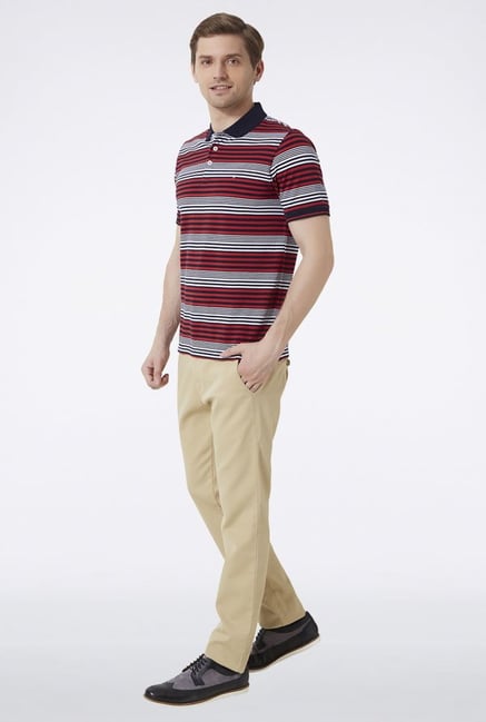 Peter England Multicolored Striped Polo T-Shirt Peter England Multicolored Striped Polo T-Shirt