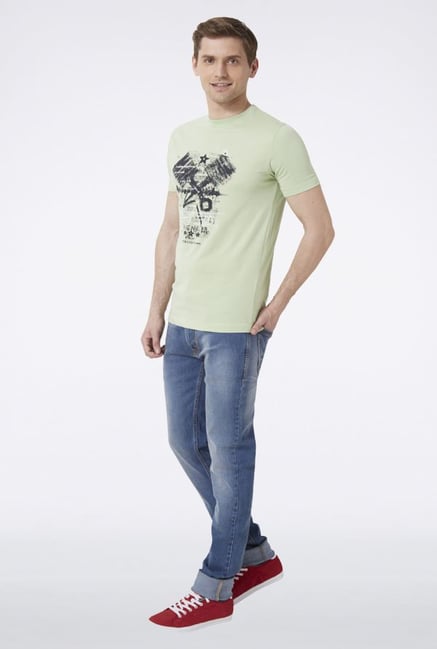 Peter England Green Graphic Print T-Shirt Peter England Green Graphic Print T-Shirt