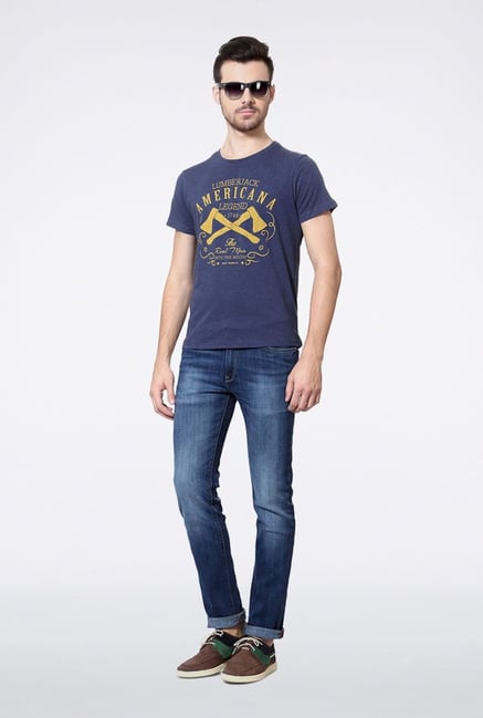 Allen Solly Dark Blue Graphic Print T-Shirt Allen Solly Dark Blue Graphic Print T-Shirt