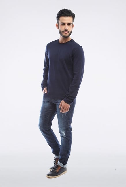 Allen Solly Navy Solid T-Shirt Allen Solly Navy Solid T-Shirt