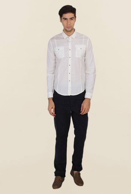Calvin Klein White Solid Cotton Casual Shirt Calvin Klein White Solid Cotton Casual Shirt