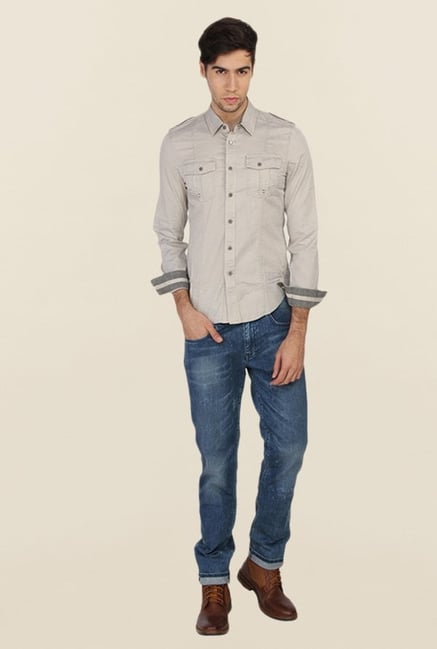 Calvin Klein Beige Solid Casual Shirt Calvin Klein Beige Solid Casual Shirt