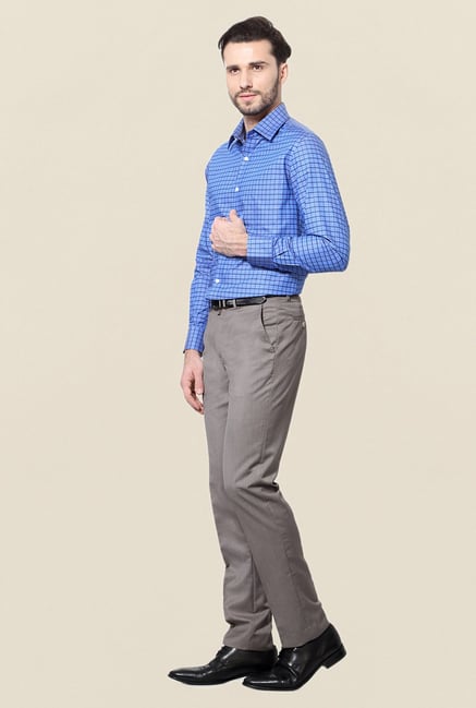 Peter England Blue Checks Slim Fit Shirt Peter England Blue Checks Slim Fit Shirt
