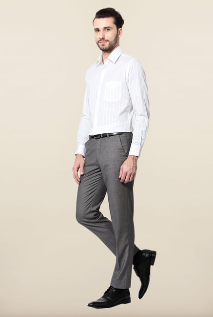 Peter England White Striped Cotton Shirt Peter England White Striped Cotton Shirt