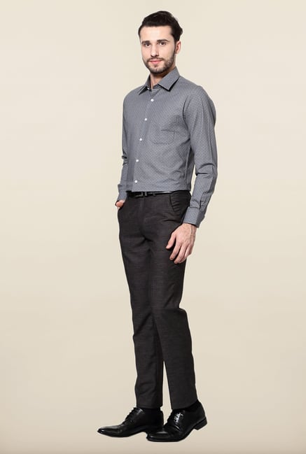 Peter England Grey Printed Cotton Formal Shirt Peter England Grey Printed Cotton Formal Shirt