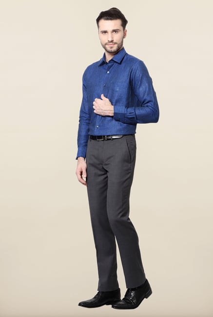 Peter England Royal Blue Striped Formal Shirt Peter England Royal Blue Striped Formal Shirt