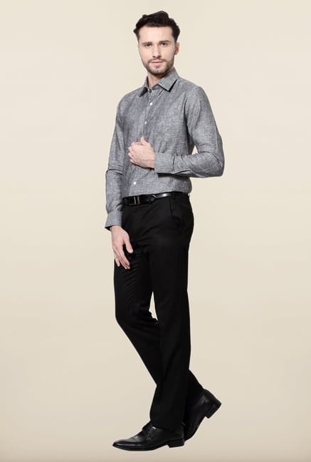 Peter England Grey Solid Slim Fit Formal Shirt Peter England Grey Solid Slim Fit Formal Shirt