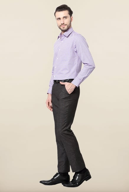 Peter England Purple Checks Cotton Shirt Peter England Purple Checks Cotton Shirt