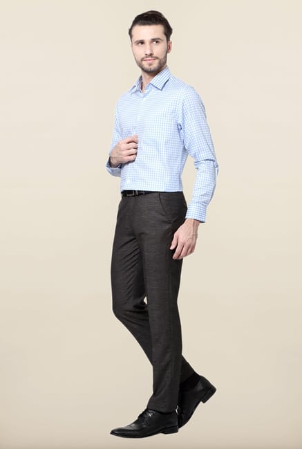 Peter England Blue Checks Cotton Shirt Peter England Blue Checks Cotton Shirt