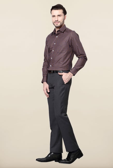 Peter England Brown Checks Formal Shirt Peter England Brown Checks Formal Shirt