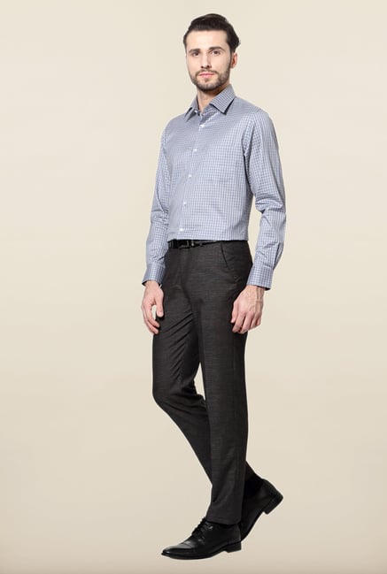 Peter England Grey Checks Slim Fit Formal Shirt Peter England Grey Checks Slim Fit Formal Shirt
