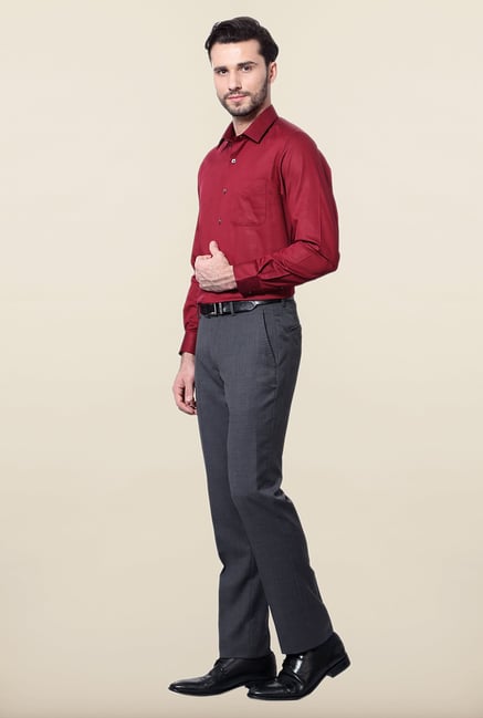 Peter England Maroon Slim Fit Formal Shirt Peter England Maroon Slim Fit Formal Shirt