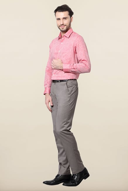 Peter England Pink Linen Formal Shirt Peter England Pink Linen Formal Shirt