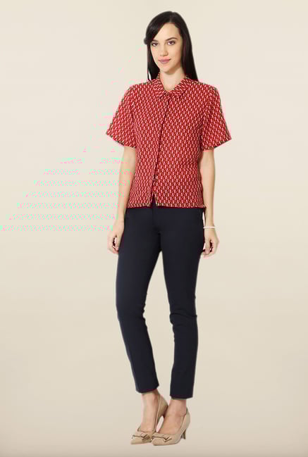 Allen Solly Red Short Sleeve Formal Shirt Allen Solly Red Short Sleeve Formal Shirt