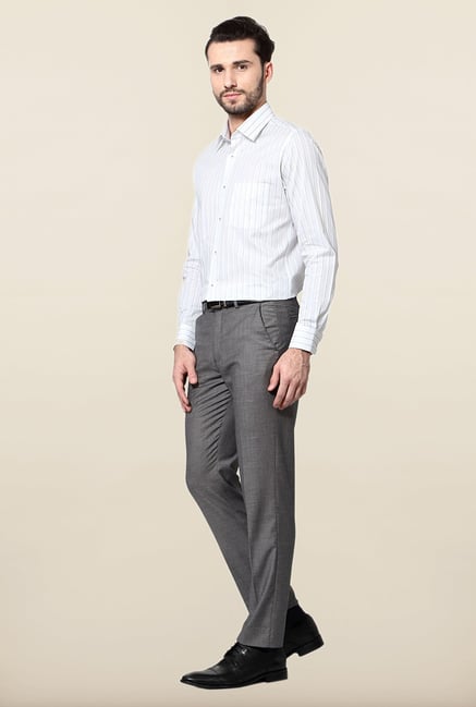 Peter England White Striped Slim Fit Cotton Shirt Peter England White Striped Slim Fit Cotton Shirt