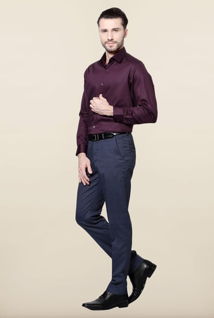 Peter England Purple Solid Cotton Formal Shirt Peter England Purple Solid Cotton Formal Shirt