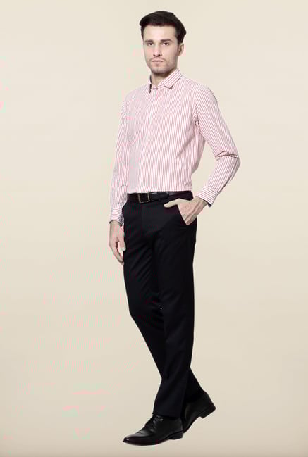 Peter England Red & White Striped Formal Shirt Peter England Red & White Striped Formal Shirt