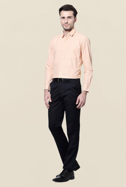 Peter England Orange Checks Formal Shirt Peter England Orange Checks Formal Shirt