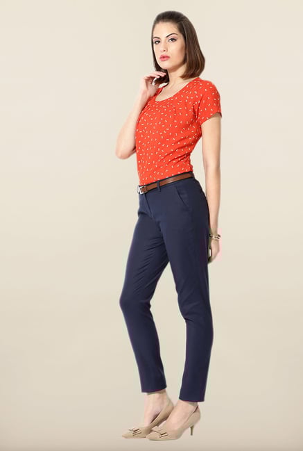 Allen Solly Navy Solid Trouser Allen Solly Navy Solid Trouser